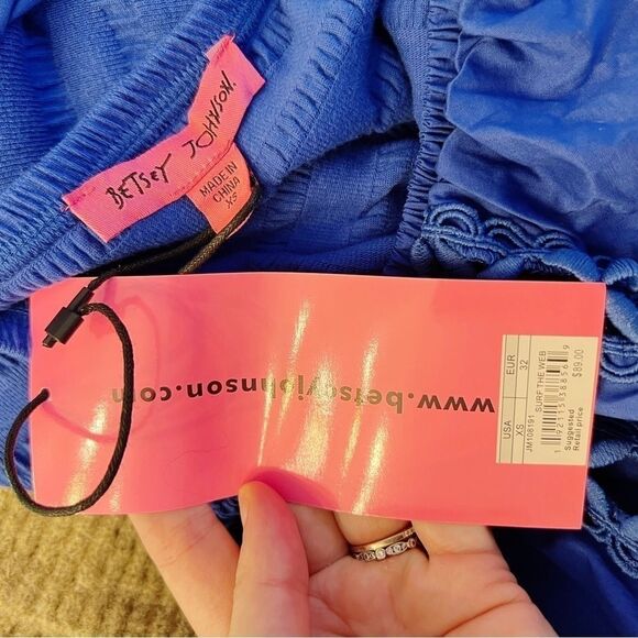 Betsy Johnson Puff Sleeve  Mini Dress Size XS NWT Blue - Picture 7 of 8